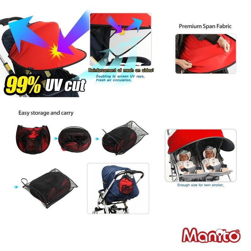 Manito Sun Shade for Twin Stroller (Black) - Image 2
